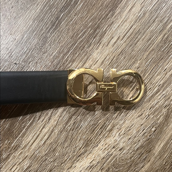 Salvatore Ferragamo Accessories - Salvatore Ferragamo Black Belt with Gold Buckle